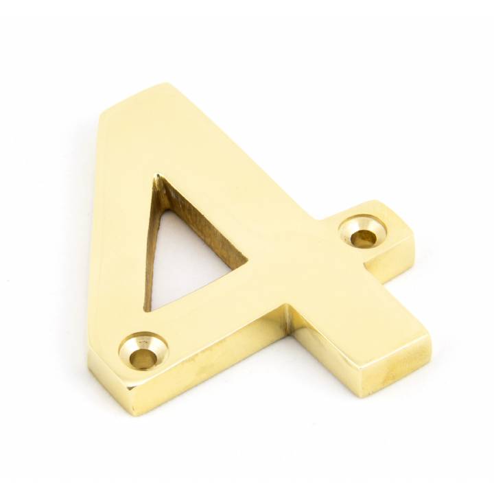Polished Brass Numeral 4