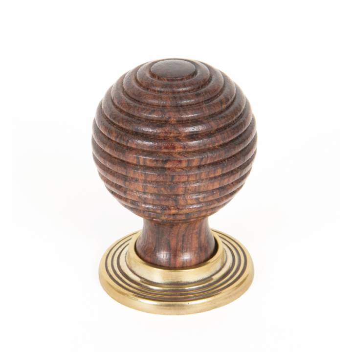 Rosewood & Antique Brass Beehive Cabinet Knob - Large