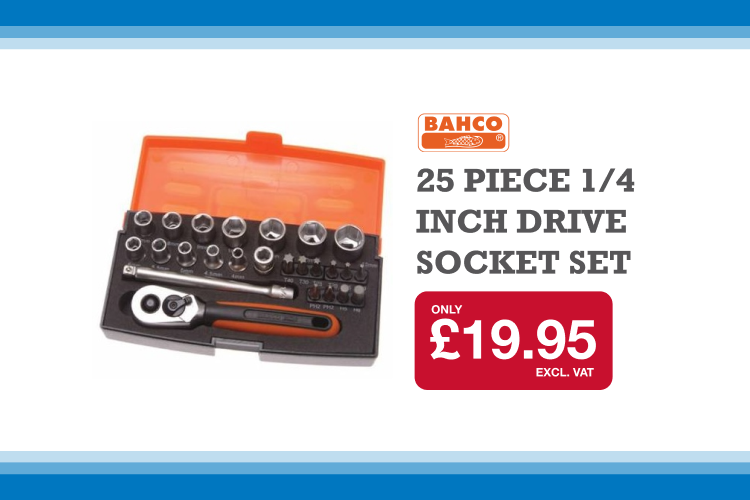 BAHCO 25 PIECE 1/4 INCH DRIVE SOCKET SET