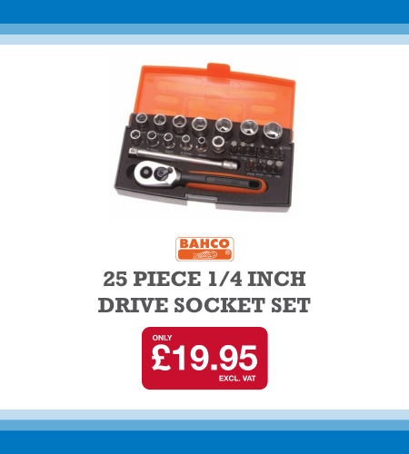BAHCO 25 PIECE 1/4 INCH DRIVE SOCKET SET