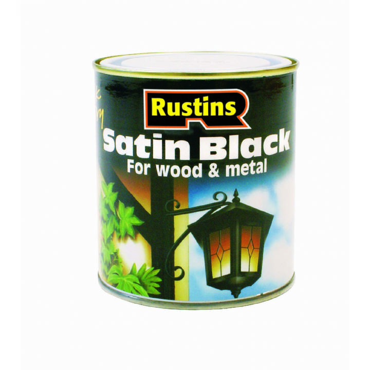 RUSTINS QUICK DRY SATIN BLACK PAINT 1L