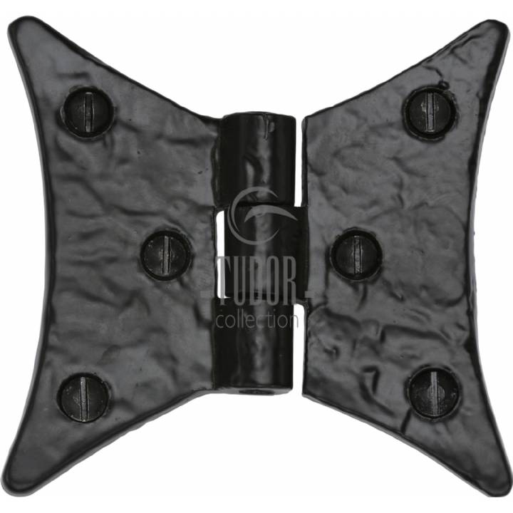 PAIR OF LEAF HINGES IN RUSTIC BLACK FINISH - BUTTERFLY STYLE