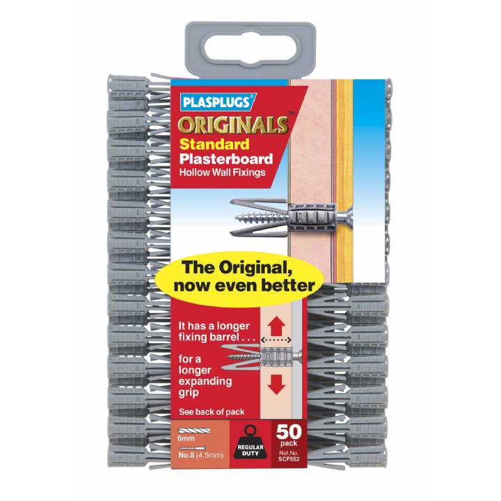 PLASPLUGS ORIGINALS STANDARD PLASTERBOARD HOLLOW WALL FIXINGS (50 PACK)