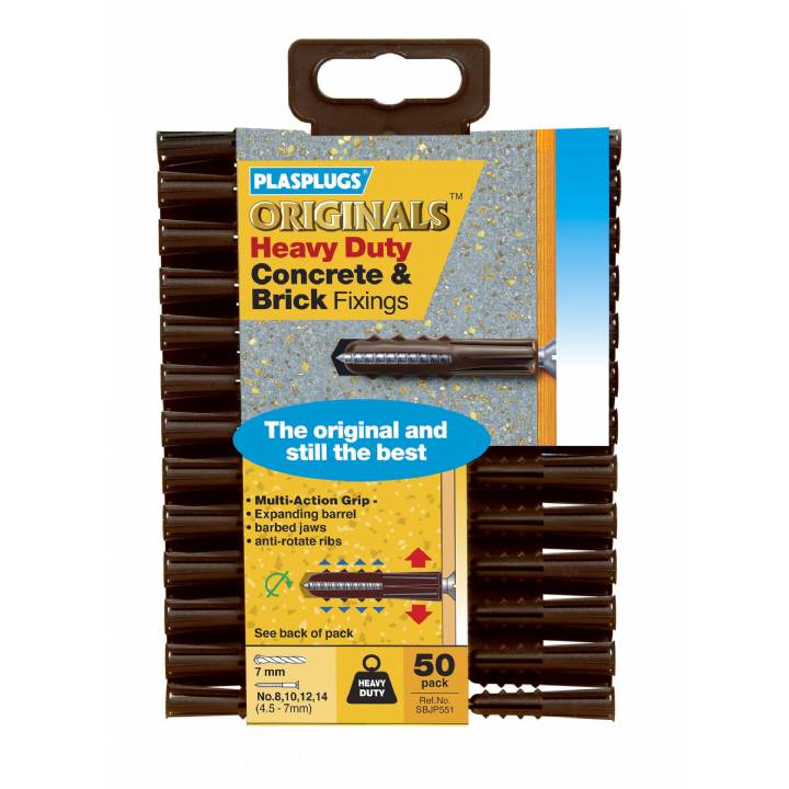 PLASPLUGS ORIGINALS HEAVY DUTY CONCRETE & BRICK FIXINGS (50 PACK)