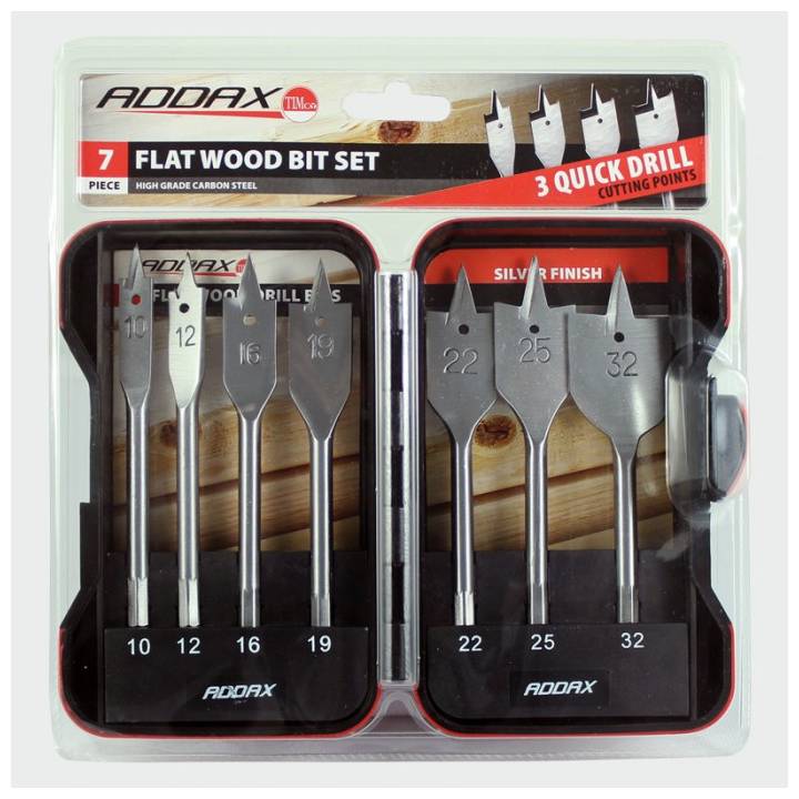 ADDAX 7 PIECE FLAT WOOD BIT SET