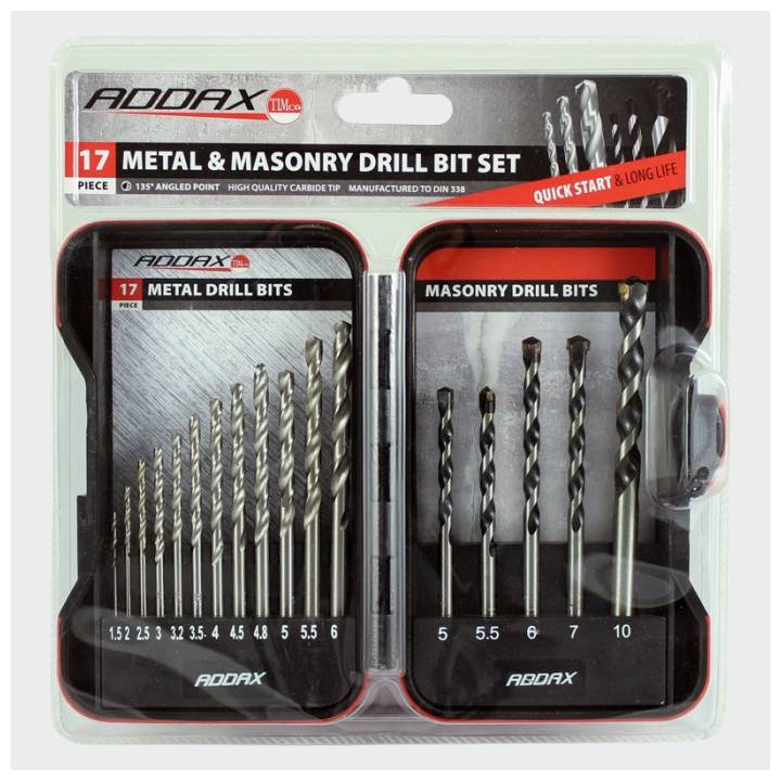 ADDAX 17 PIECE METAL & MASONRY DRILL BIT SET