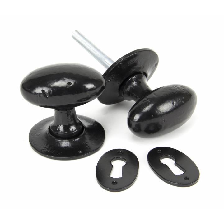 Black Oval Mortice/Rim Knob Set