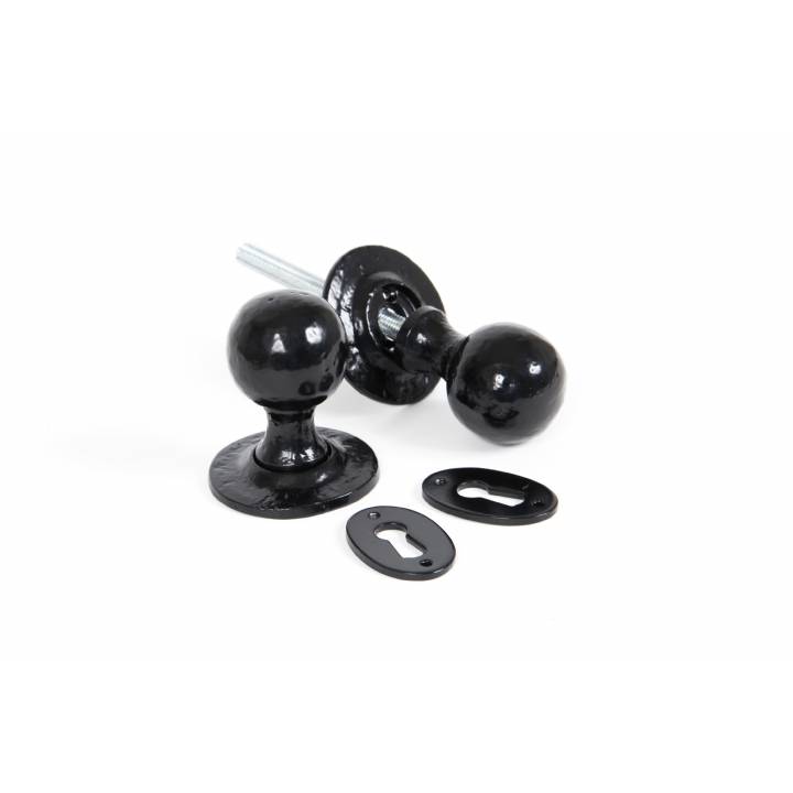 Black Round Mortice/Rim Knob Set