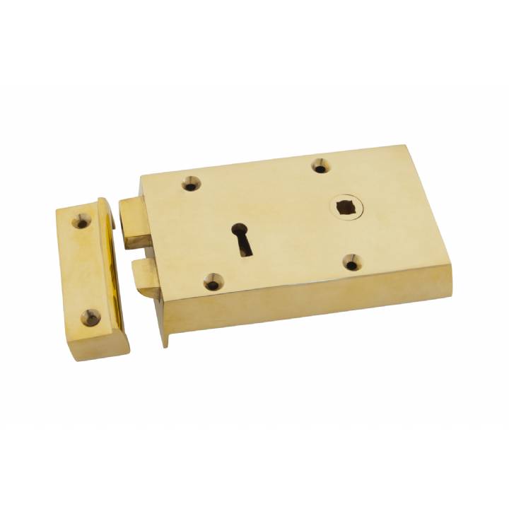 Polished Brass Right Hand Rim Lock - Small