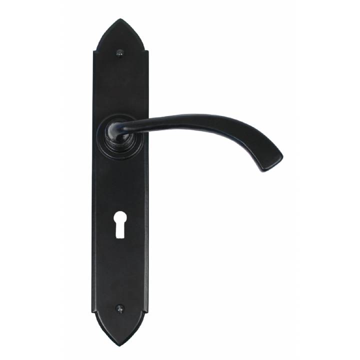 Black Gothic Curved Sprung Lever Lock Set