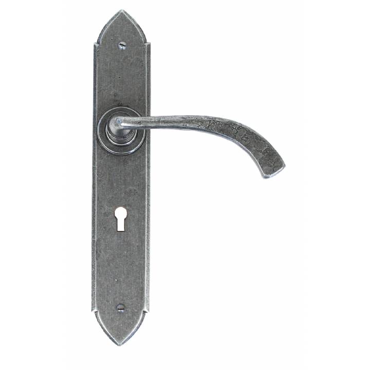 Pewter Gothic Curved Sprung Lever Lock Set