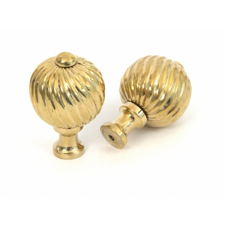 Polished Brass Spiral Cabinet Knob - Medium