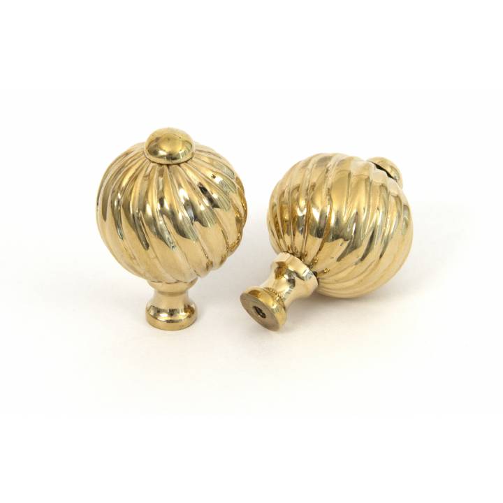 Polished Brass Spiral Cabinet Knob - Small