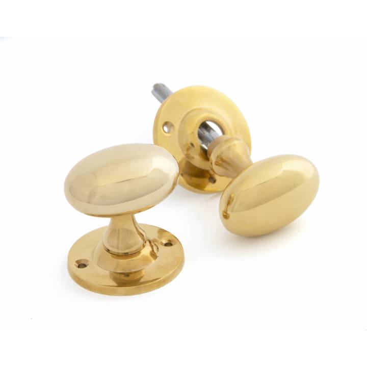 Polished Brass Oval Mortice/Rim Knob Set