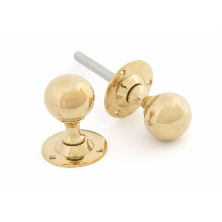 Polished Brass Ball Mortice Knob Set