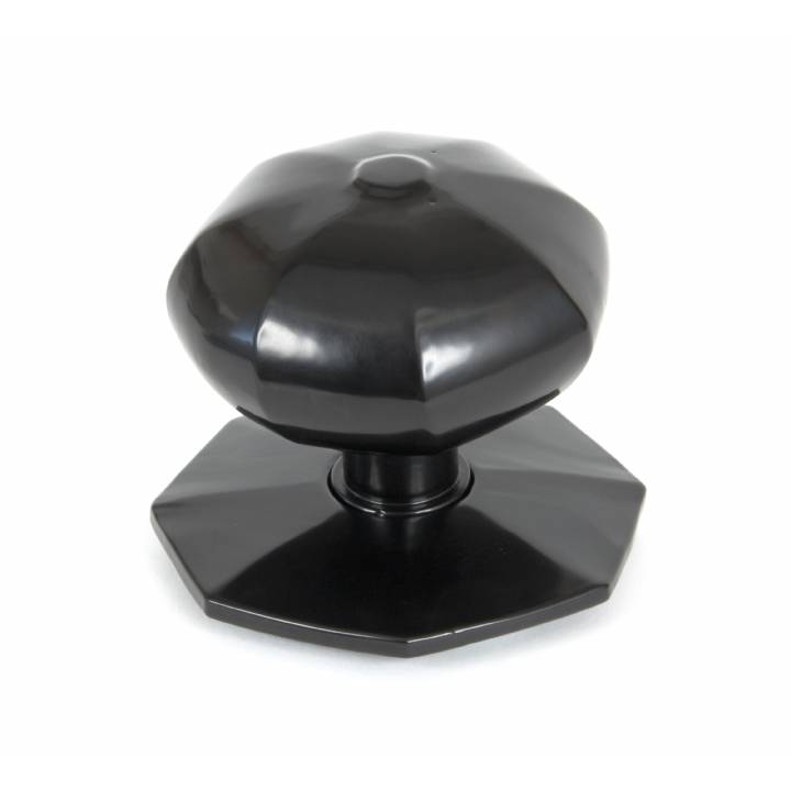 Octagonal Centre Door Knob - Black