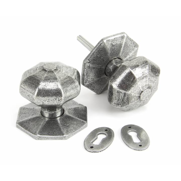 Pewter Octagonal Mortice/Rim Knob Set - Large