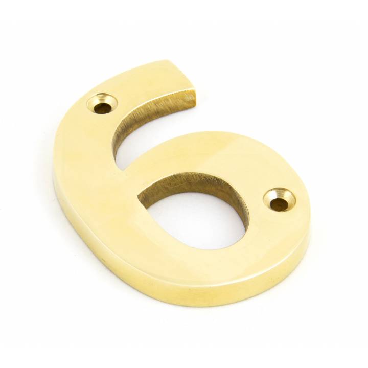 Polished Brass Numeral 6