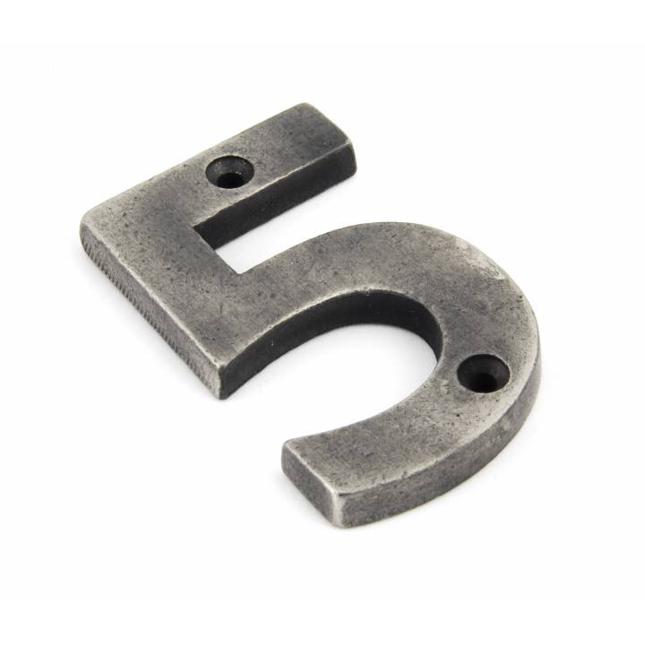 Antique Pewter Numeral 5