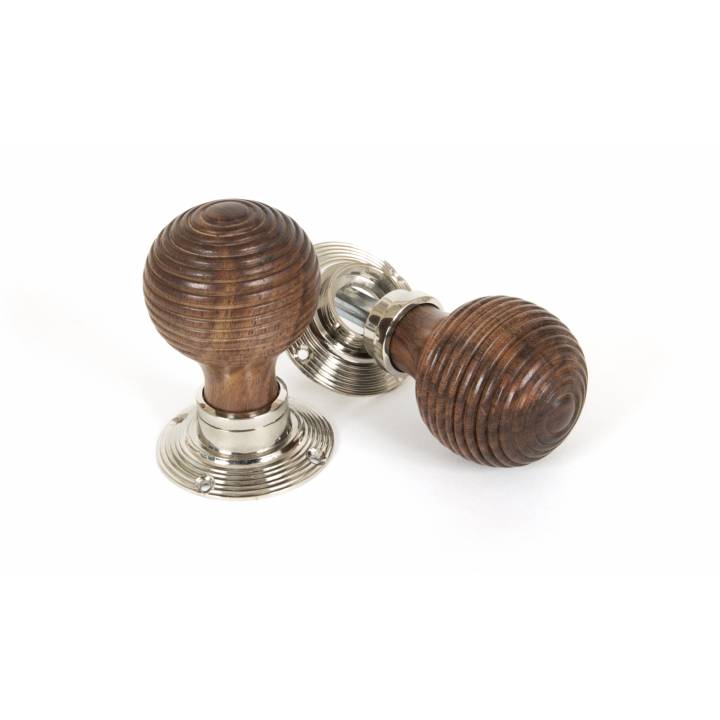 Rosewood Mortice/Rim Beehive Knob Set - Polished Nickel Roses