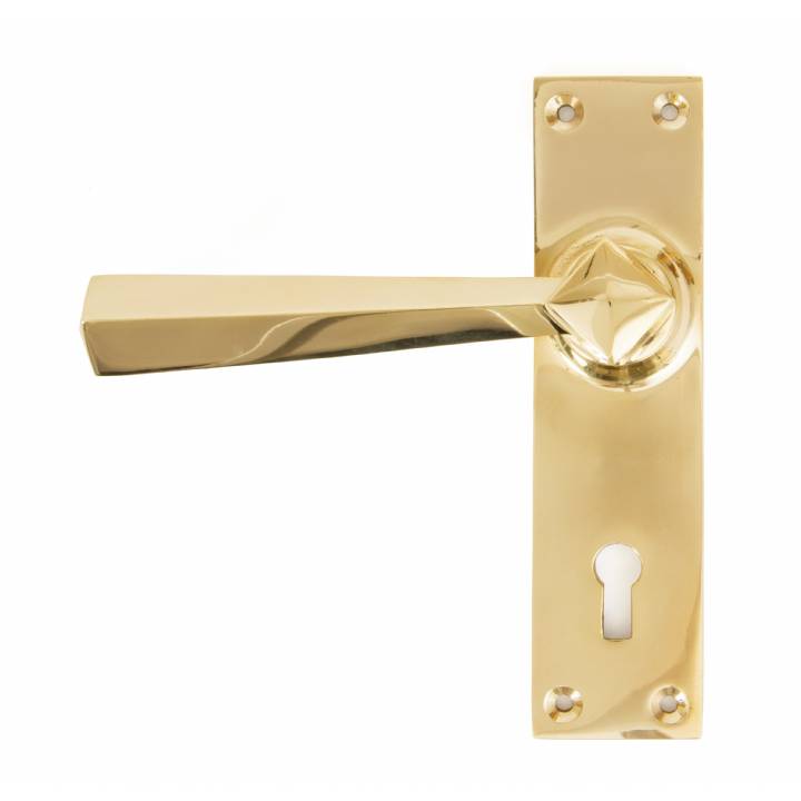 Polished Brass Straight Lever Lock Set