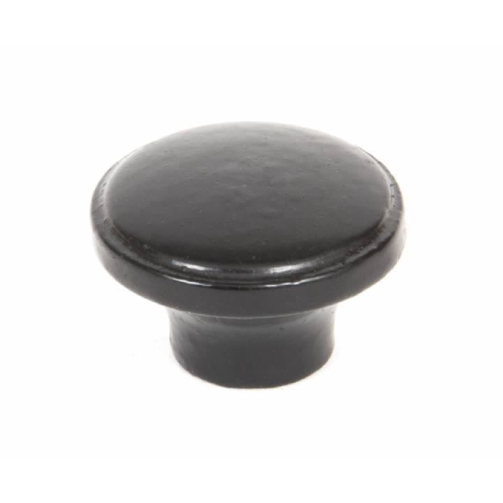 Black Ribbed Cabinet Knob