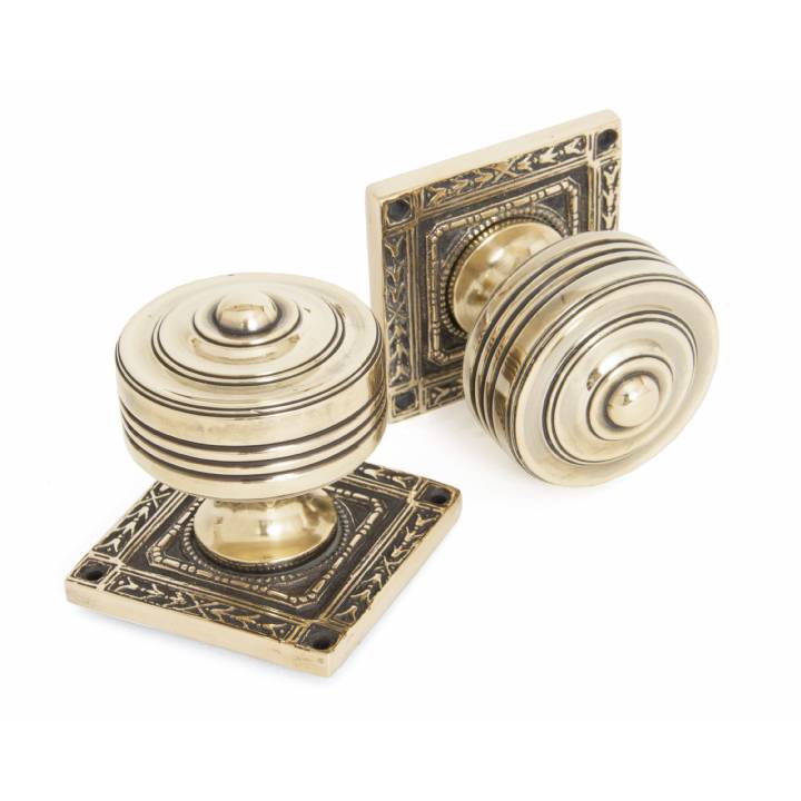 Aged Brass Tewkesbury Square Mortice Knob Set