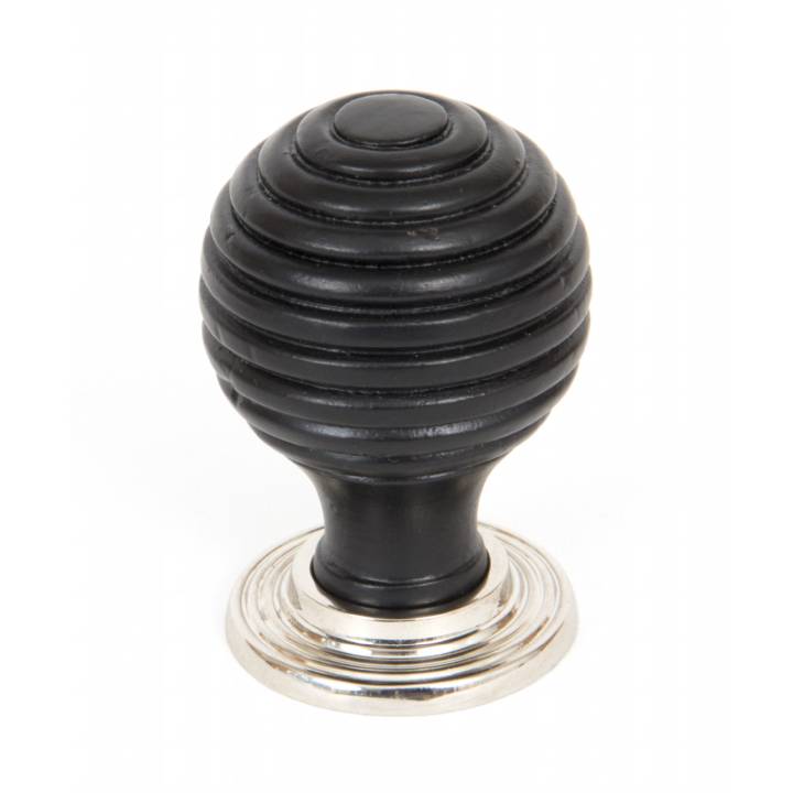 Ebony & Polished Nickel Beehive Cabinet Knob - Small