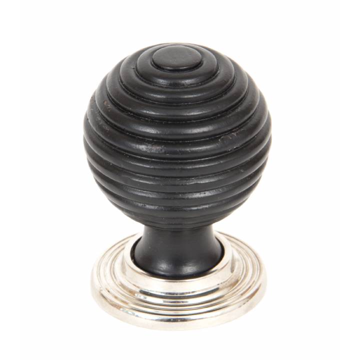 Ebony & Polished Nickel Beehive Cabinet Knob - Large