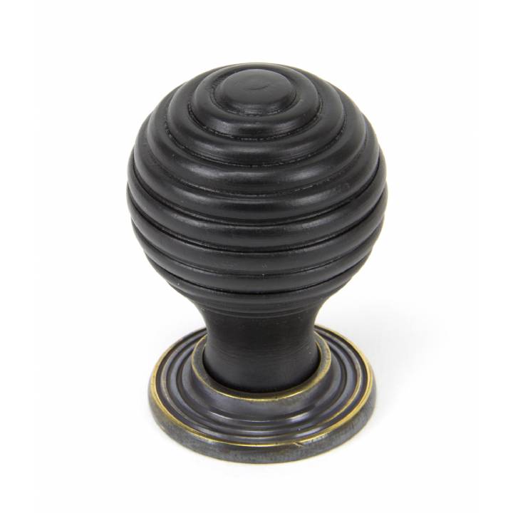 Ebony & Antique Brass Beehive Cabinet Knob - Small