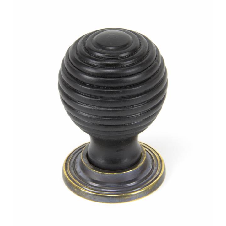 Ebony & Antique Brass Beehive Cabinet Knob - Large