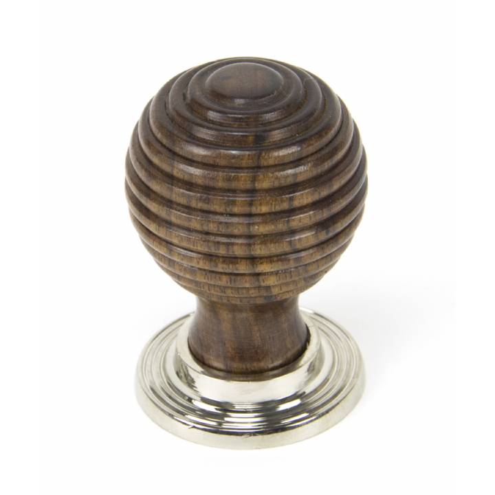 Rosewood & Polished Nickel Beehive Cabinet Knob - Large