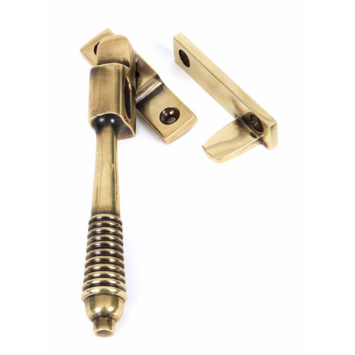 Aged Brass Night Vent Reeded Fastener - Locking