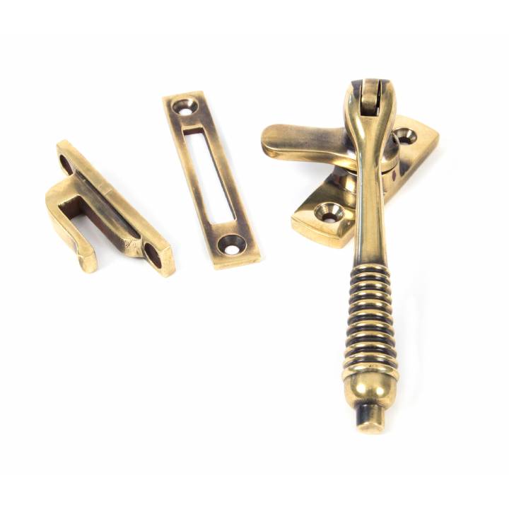 Aged Brass Reeded Fastener - Locking