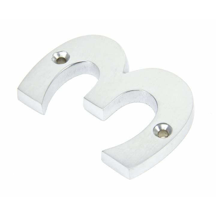 Satin Chrome Numeral No 3