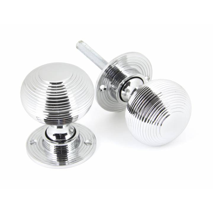 Polished Chrome Heavy Beehive Mortice/Rim Knobs