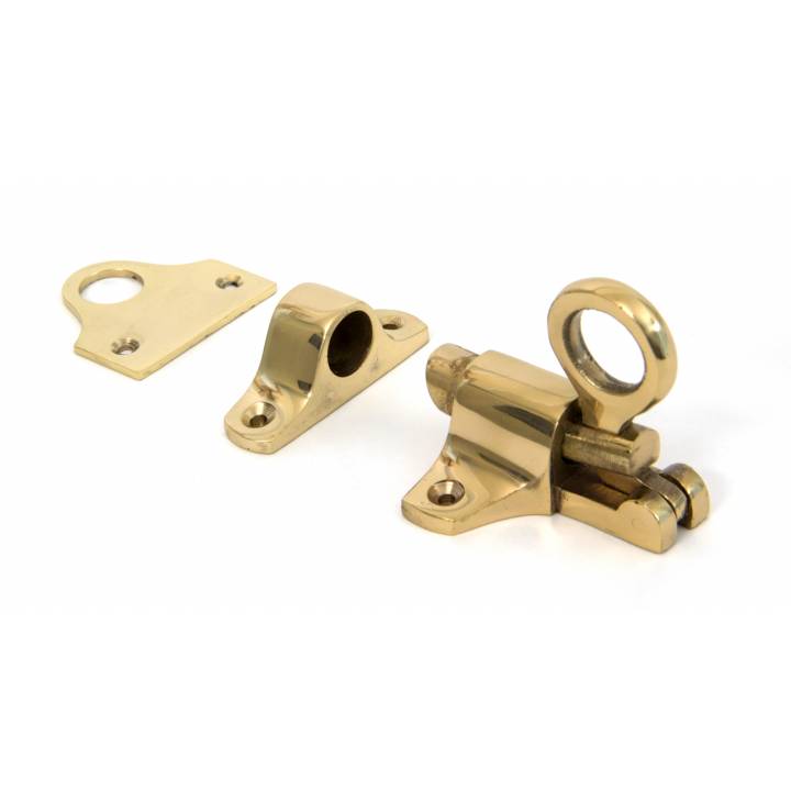 Polished Brass Fanlight Catch + Two Keeps