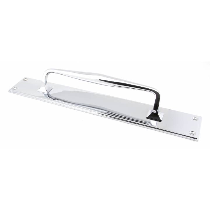 Polished Chrome 425mm Art Deco Pull Handle on Backplate