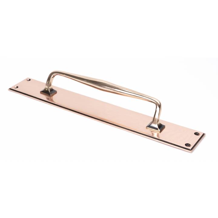 Polished Bronze 425mm Art Deco Pull Handle on Backplate