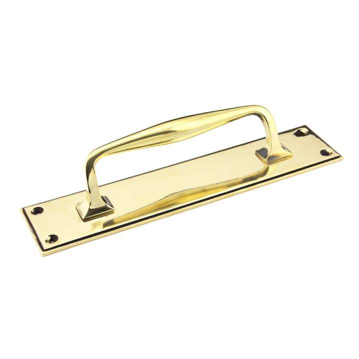 Aged Brass 300mm Art Deco Pull Handle on Backplate