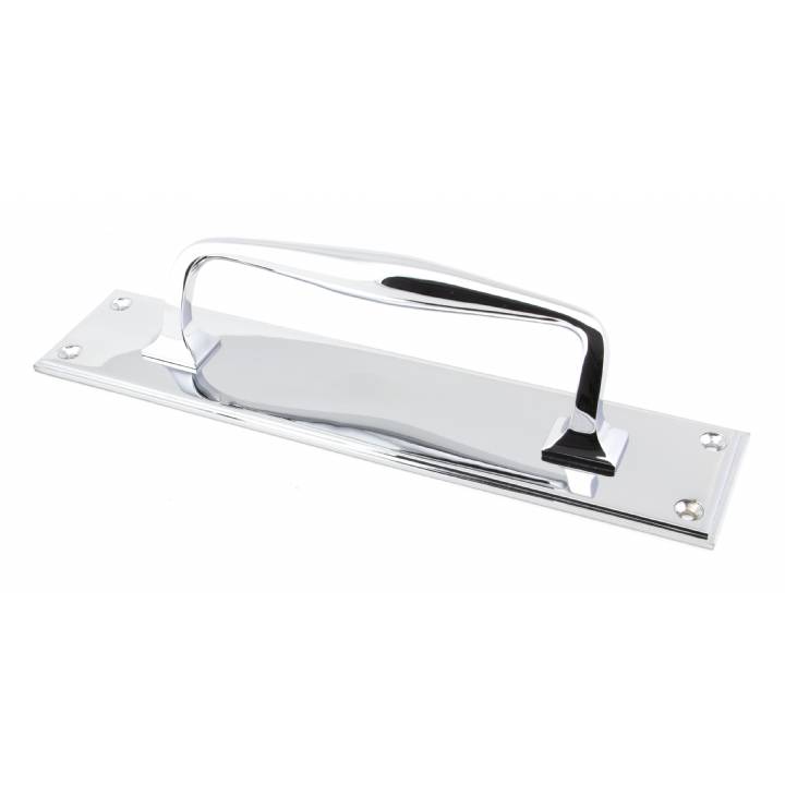 Polished Chrome 300mm Art Deco Pull Handle on Backplate