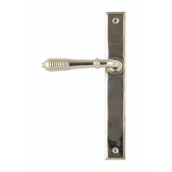 Polished Nickel Reeded Slimline Lever Latch Set