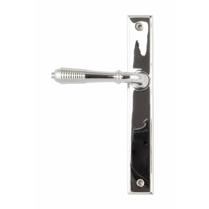 Polished Chrome Reeded Slimline Lever Latch Set