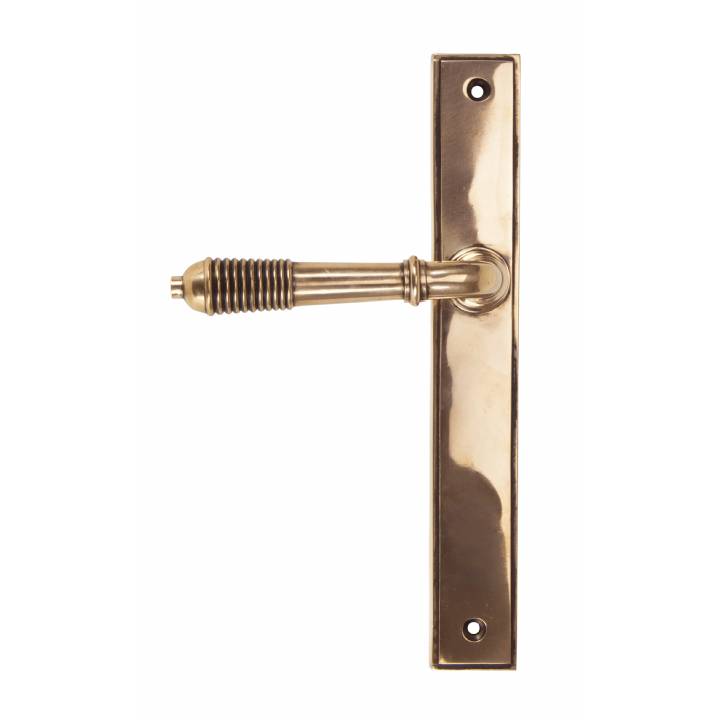 Polished Bronze Reeded Slimline Lever Latch