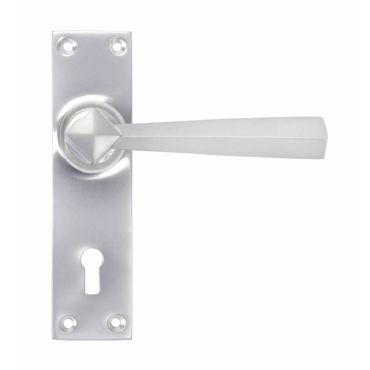 Satin Chrome Straight Lever Lock Set