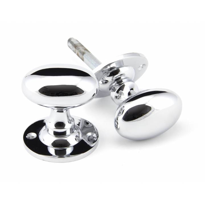 Polished Chrome Oval Mortice/Rim Knob Set