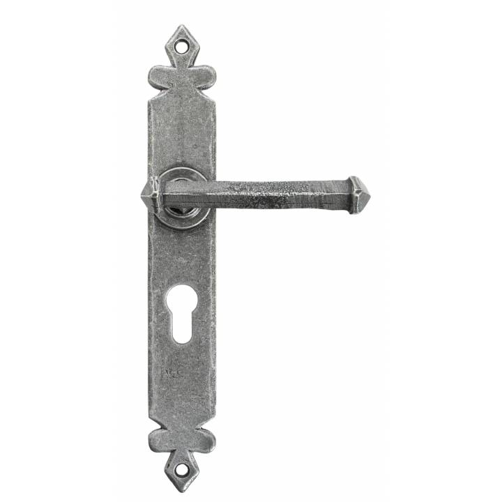 Pewter Tudor Lever Euro Lock Set