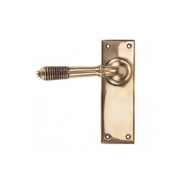 Polished Bronze Reeded Lever Latch Set