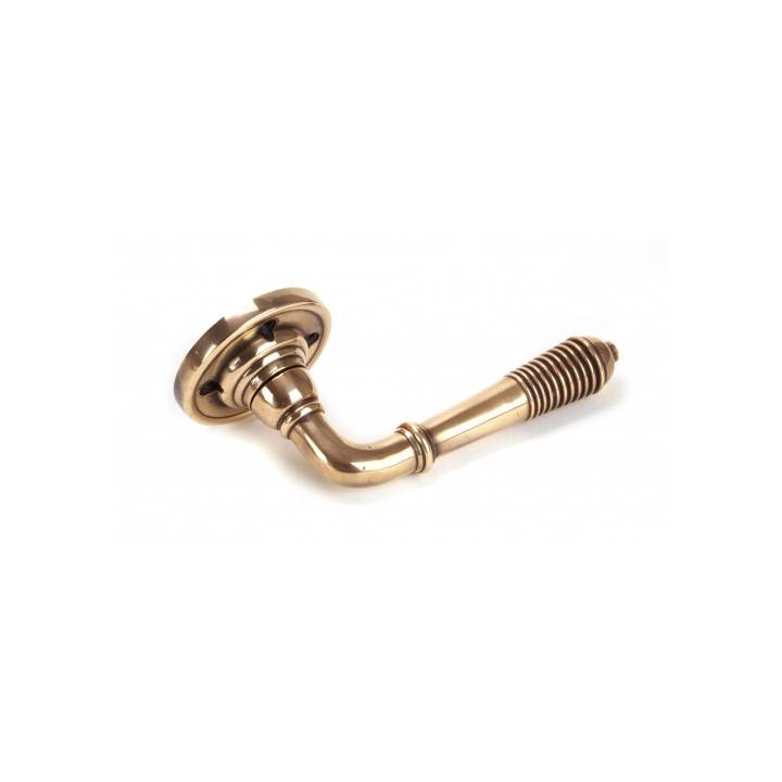 Polished Bronze Reeded Lever on Rose Set