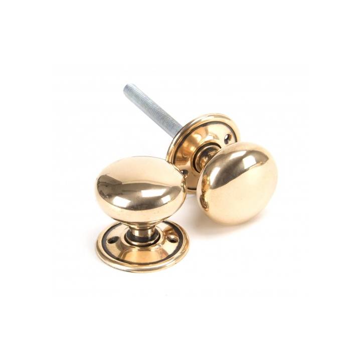 Polished Bronze Mushroom Mortice/Rim Knob Set